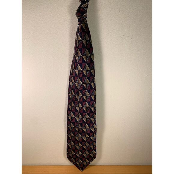 ROBERT TALBOTT Geometric Silk NeckTie-Blue/Purple Pointed Designer 3.5”W EUC - Picture 3 of 7